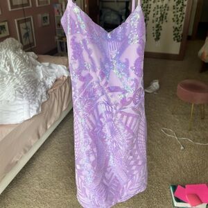 Purple sparkly hoco dress
